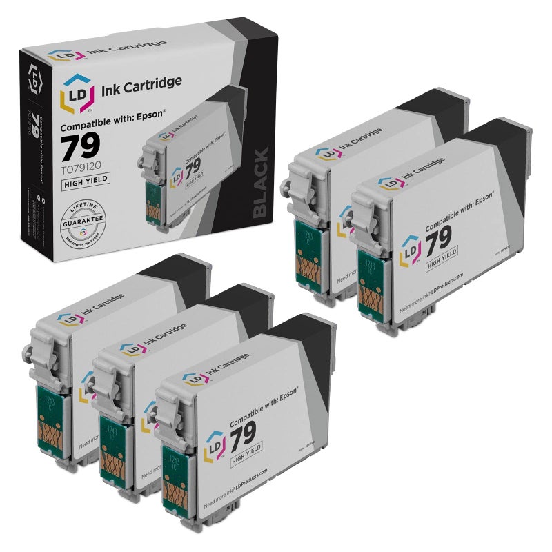 LD Products T079 Remanufactured Replacement for Epson 79 Black Ink T079120 to use with Artisan 1430 and Stylus Photo 1400 (5-Pack) - Image 1